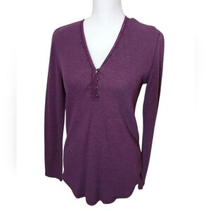 Eddie Bauer blouse Thermal V-neck Womens Size Large